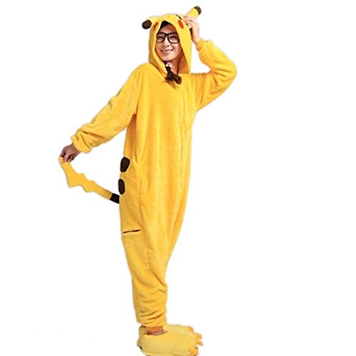 Unisex Adult Pikachu Kigurumi Pajamas Animal Cosplay Costume Halloween Xmas Gift 