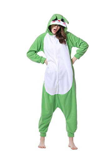 Adult Unisex Bunny Onesie - Green And White - onesie onesie